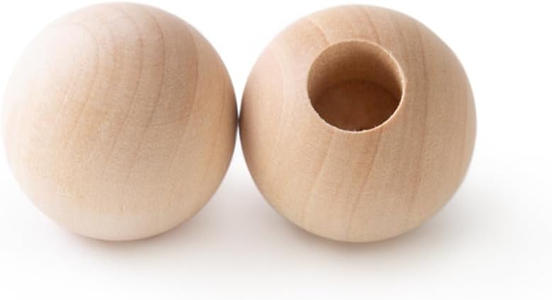 50 Pcs, Wooden Toy Parts Wood Ball Dowel Caps 1-1/2" Ball with 3/8" Hole