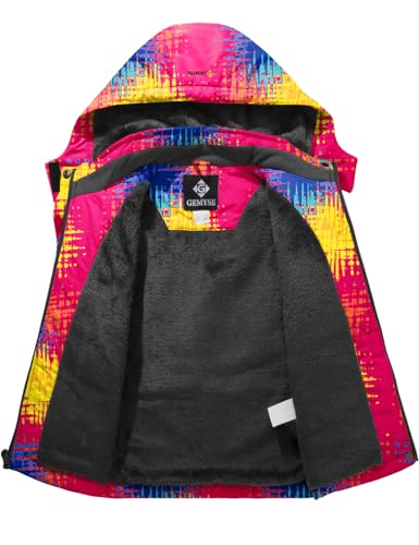 Image of GEMYSE Girl's Waterproof Ski Snow Jacket Hooded Fleece Lined Windproof Winter Jacket