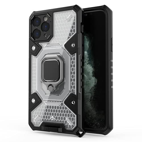 Image of Tough Armor Bumper Back Case Cover for iPhone 11 Pro | Ring Holder & Kickstand in-Built | 360 Degree Protection Back Case Cover for iPhone 11 Pro (Transparent)