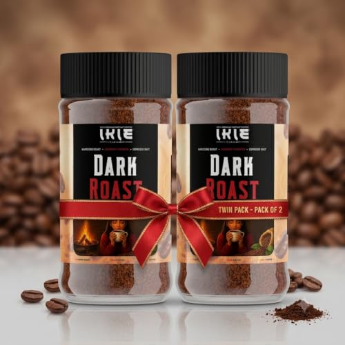 Image of IKIE Dark Roast Instant Coffee Powder 100g (Pack of 2) | 100% Arabica Freeze-Dried | No Chicory | Intense Bold Flavour | Strong Black Coffee
