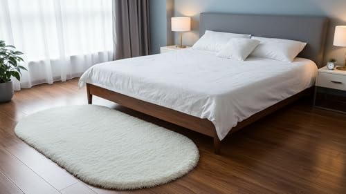 Image of Fluffy Silky Micro Fiber Polyster Carpet /Runner for Bedroom, Study Room, Playing Room, Guest Room ETC. 1.5x4 Feet, (Ivory)