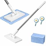 Snap Grip Mini Mop,Disposable Dust Mop with 4/10 Reusable Cloths, 39" Long Handle Wet and Dry,Cloth Changing Mini Mop,All Rags Can Be Installed (1mop+5cloth)