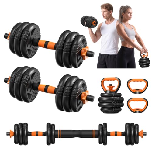 Image of 33 /44 /66 /88lbs Adjustable Dumbbell Set with Connector for Home Gym Workout | 5 in 1 Free Weights Dumbbells Set, Weights Set Used as Barbell, Kettlebells, Push up Stand, Weight Plate