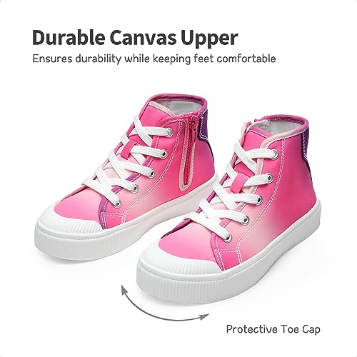 Dream Pairs Kids Sneakers Little Boys Girls High Top Canvas Shoes Lillegends Courtstar Casual Walking Shoes,Size 3 Little Kid,Hot Pink/Purple,Sdfs2326K thumb #2