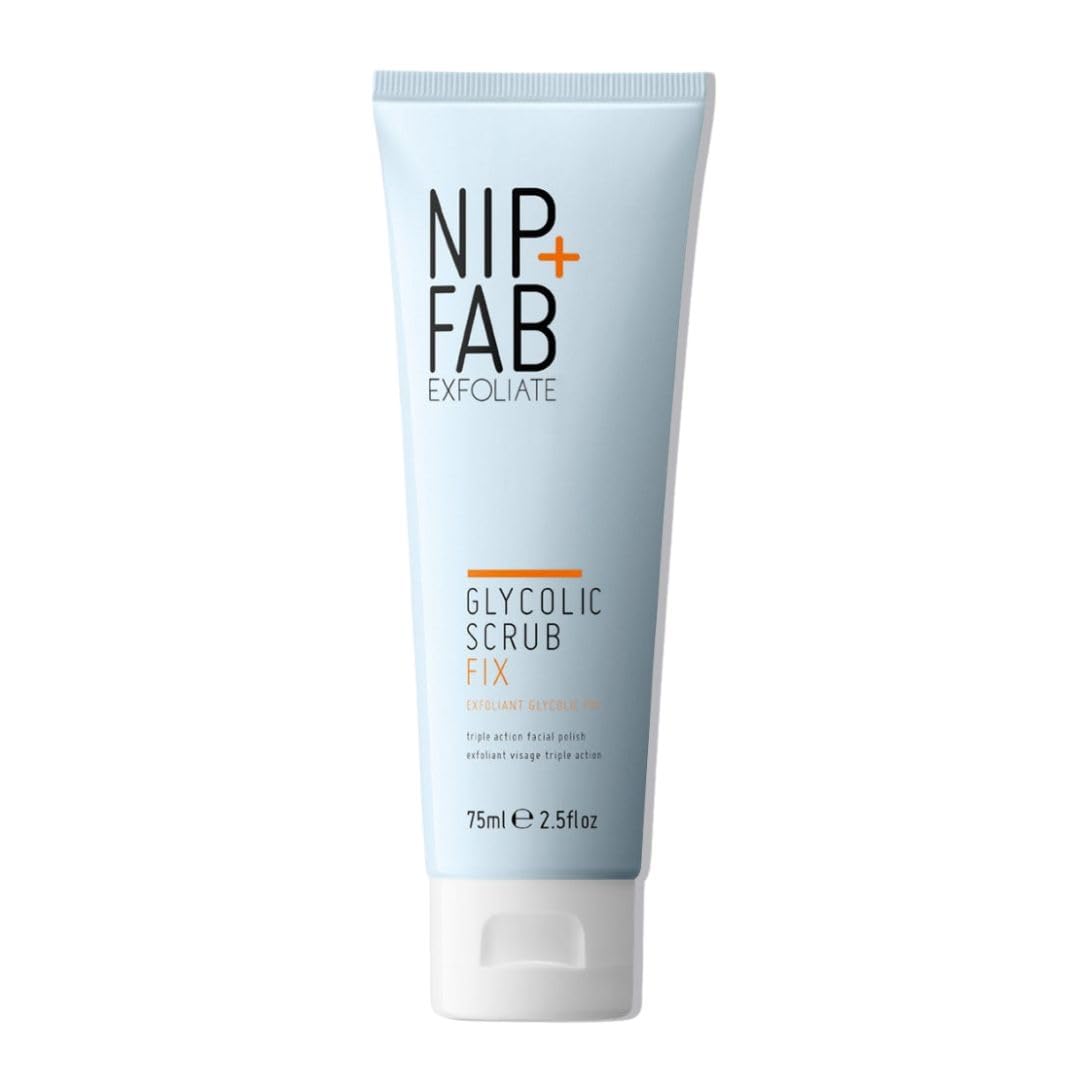 Nip+Fab Glycolic Fix Scrub | Peeling à l'Acide Glycolique | Avec Acide Salicylique | Aha/Bha Nettoyant Exfoliant Pour Le Visage, Polissant Pour Affiner Les Pores, Éclaircissant La Peau | 75 ml
