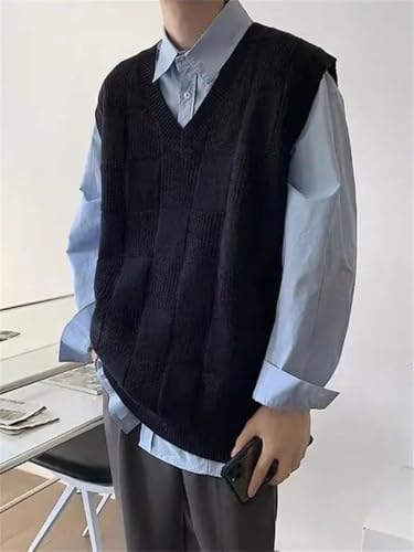 Men Sleeveless Knitted Sweaters V Neck Waistcoat Solid 100 Percent Cashmere Wool Vest3