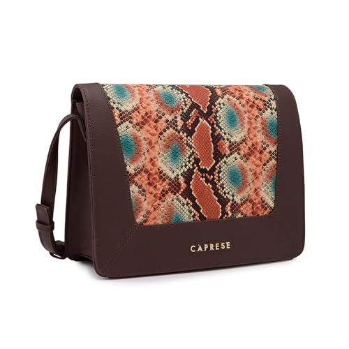 Image of Caprese Vittoria Satchel Bag, Medium | Stylish Snake Print Handbag for Women with Multiple Pockets & Compartments | Magnetic Button Closure | Perfect for Casual & Daily Use