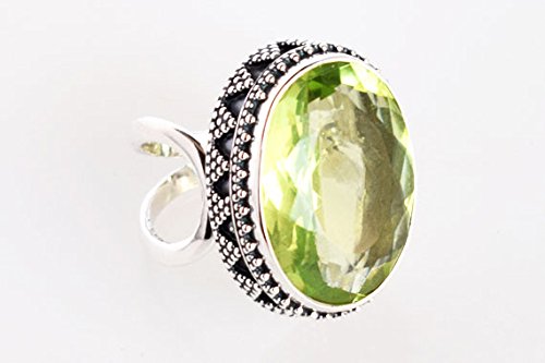 Bague en argent 925 avec véritable pierre précieuse quartz vert FSJ-855 - 3