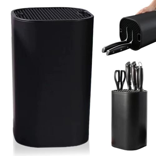 FUYTSUO Bloque de cuchillos negro, bloque para cuchillos sin cuchillo, negro, soporte para cuchillos, para limpiar y almacenar cuchillos de cocina y tijeras, adecuado para cocinas domésticas