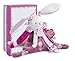 Doudou et Compagnie - Doudou Attache-Tétine Fille - Attache-Sucette Lapin - Rose - Jolie Boîte Cadeau - Lapin Cerise, 17cm - DC2701