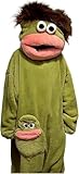 Generisch Silly Onesie Fleece Pajamas Lustiger Grüner Monster Hoodie aus Fleece Kuscheliger Ultraweicher Einteiler Zuhause Damen Herren Pyjama Schlafanzug Cosplay Jumpsuit Karneval (XL)