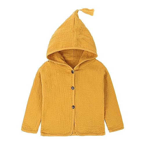 Baby Hoodie Shirt Toddler Little Girls Boys Cotton Linen Hooded Jacket Button Outwear Fashion Comfortable Cardigan