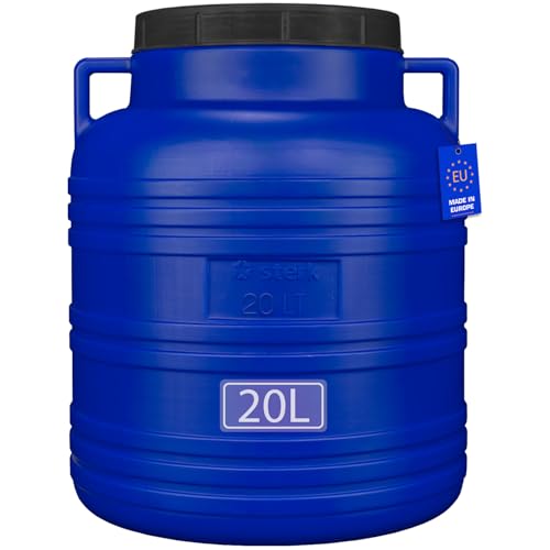 FIXKRAFT Weithalsfass Lebensmittelecht 20L Futtertonne Hund Gärbehälter Blaue Futter Tonne mit Deckel Maischefass Schraubdeckel 20 Liter Camping Kanister Gärfass