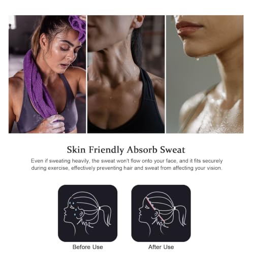 Image of DRESHOW 6 Pack Yoga Sports Headbands for Women Elastic Non-Slip Headbands Running Workout Hair Bands