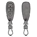 Produktbild kwmobile Autoschlüssel Hülle kompatibel mit Ford 3-Tasten Autoschlüssel Keyless Go - Nubuklederoptik - Kunstleder Schutzhülle Schlüsselhülle Cover - Grau