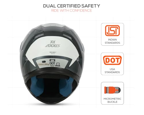 Image of Axxis Segment by MT Group, Seek Full Face Helmet | ISI & DOT Certified | Anti-Scratch Treated Visor | Lightweight Polycarbonate Shell | Enhanced Ventilation for Daily Riding