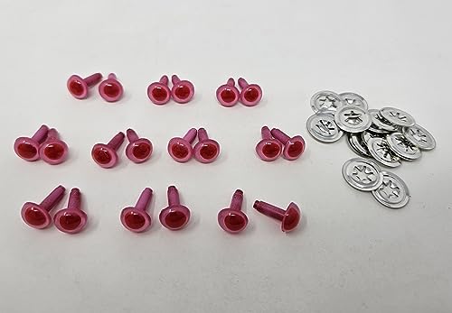 Pair of Zim's 9mm Red Pink Albino Plastic Bunny Rabbit Safety Eyes for Craft Amigurumi Dolls or Puppets (Pack of 10)