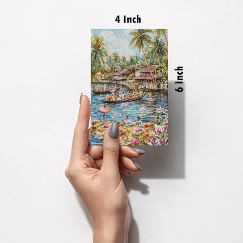 Image of SiddArtify Tropical Island Boats Art Print Set - Set of 2-4x6 Inch - Board (Pack of 6) - Sticker (Pack of 6) Wall Room Decoration art Poster Prints