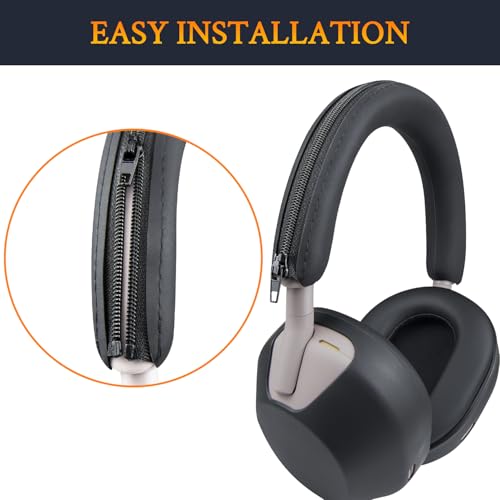 Image of SOULWIT Silicone Case for Sony WH-1000XM5 Headphones, Xm5 Headband Cover & Ear Cups Protector - Black