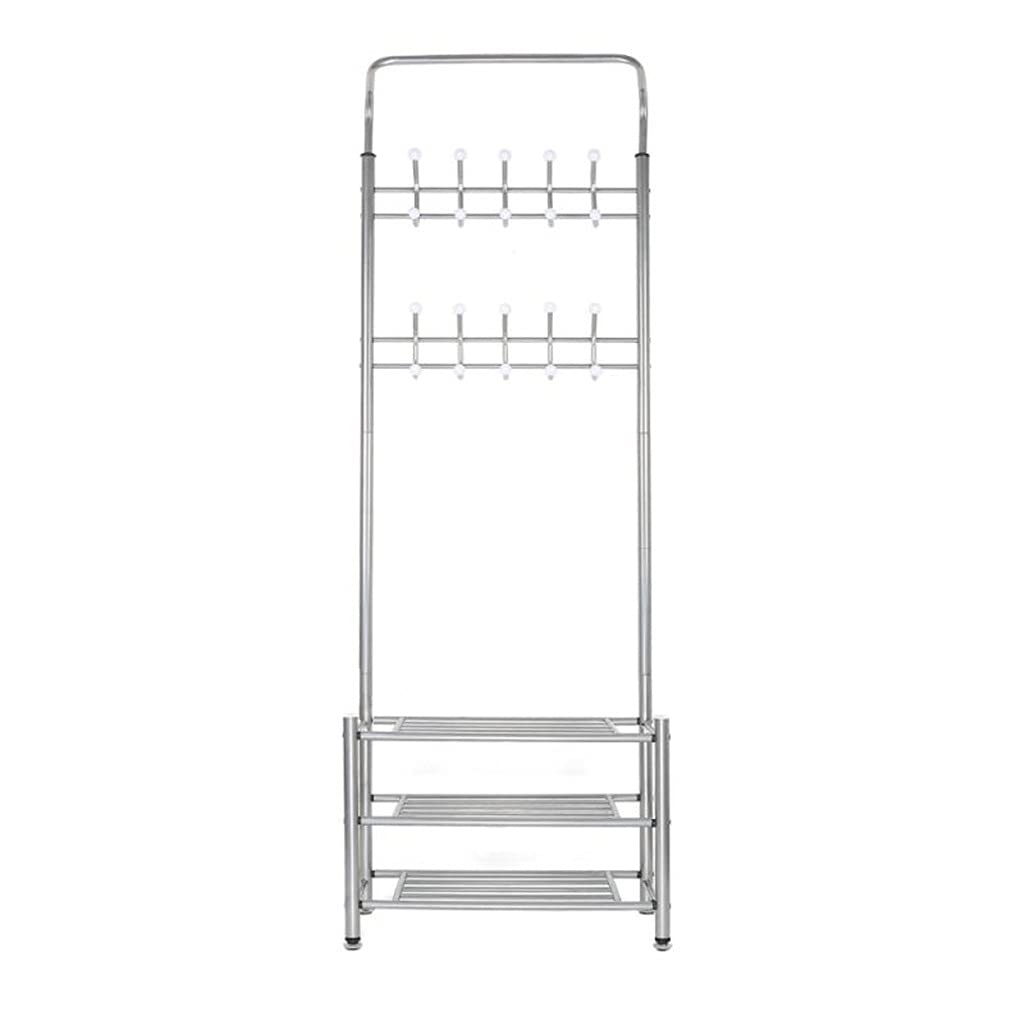 MOBYGKFY 1Pcs Drying Rack Floored Hanger Minimalist Clothes Drying Rod Folding Indoor Balcony Clothing Rack Hanger(Argento)