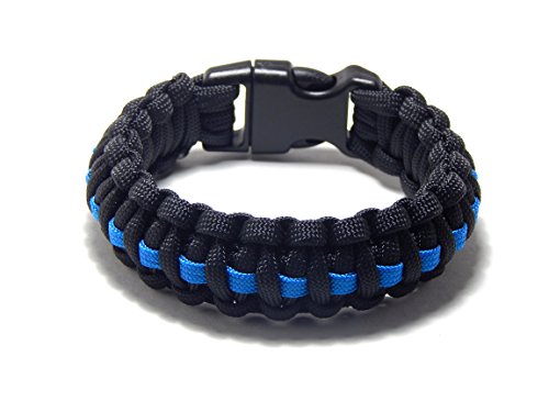 Paracord Survival Bracelet Black Thin Blue Line Police Tactical Paracord