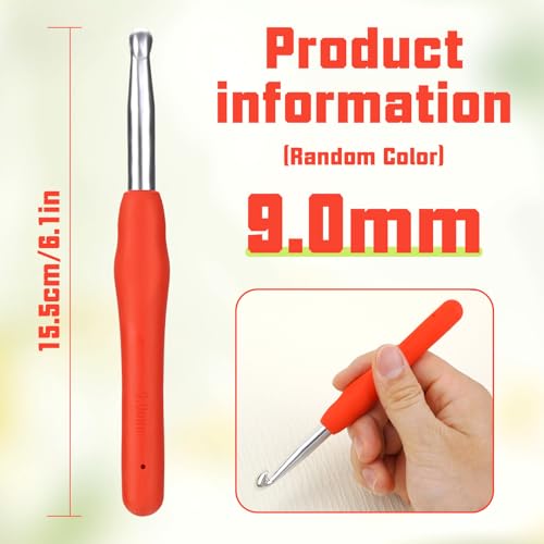 Image of Crochet Hook, 9.0 mm Ergonomic Crochet Hook, Crochet Needles for Arthritic Hands, Knitting Needles with Soft Handle Beginners and Experienced Hobbyists (9.0 mm)