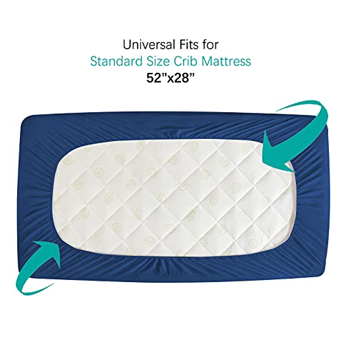 Biloban Navy Blue Crib Mattress Protector 2 Pack, Waterproof, Quilted, Absorbent, Noiseless, Durable Mattress Cover, Perfect Fit for Toddler Bed