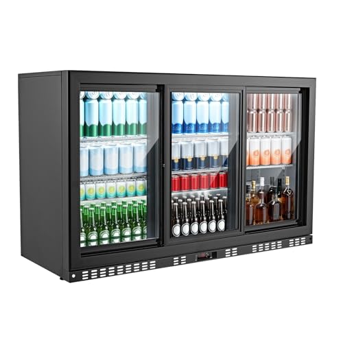 Image of VEVOR Back Bar Cooler, 11.4 Cu.Ft Commercial Beverage Refrigerator, 3 Sliding Glass Doors, Fan Cooling Under Counter Beer Fridge w /LED Lighting, Shelves, Low-E Glass Display for Drinks, Bar, Store