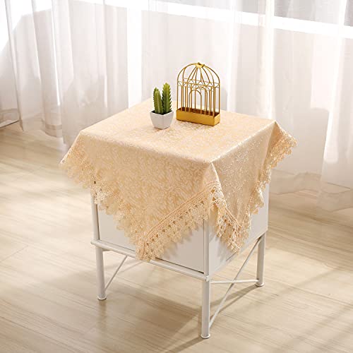 Bettop Square Tablecloth,Nightstand Tablecloth,Side Table Cover,Table Cloth For Bedside Table/ Nightstand/Night Table/Tea Table/End Table/Dressers,Table Dustcover Doilies For Furniture (Creamy) #TOP1