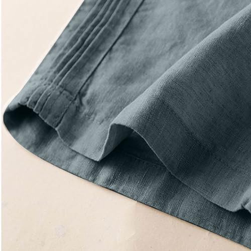 Women's Casual Cotton Linen Pants Lightweight Elastic Waist Long Pants Relax Fit Straight Leg Lounge Trousers Pocket3