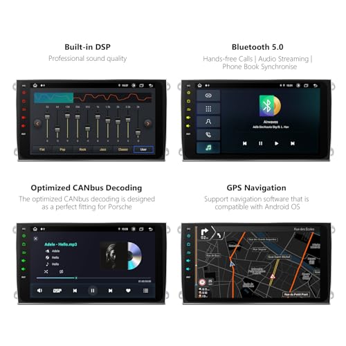 Image of XTRONS Car Stereo for Porsche Cayenne with Optical Fiber Decoder, Android 13 Octa Core 4GB+64GB Car Radio, 9 Inch IPS Touch Screen GPS Navigation for Car Bluetooth Head Unit DSP Car Play Android Auto