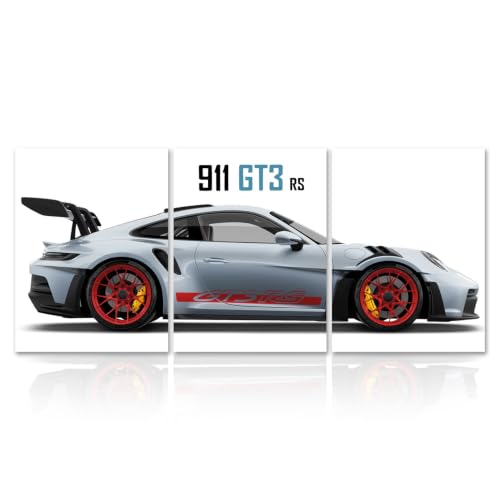3 Stück Auto Poster Sportwagen Wandposter für Wall Decor Supercar Leinwand Bilder für Jungs Zimmer Deko Auto Zimmerdeko Geschenk Autoliebhaber für Büro Schlafzimmer Wohnzimmer Deko 40 x 30 cm