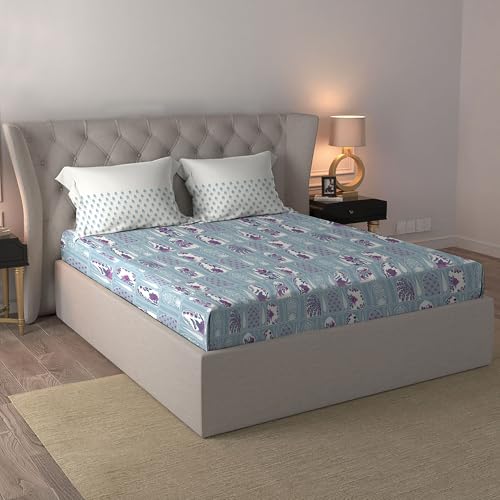 Image of MYTRIDENT Celebration Bedsheet Gifting Collection Double Size - Aangan Blue