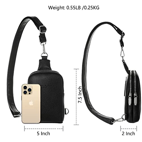 Inicat Small Sling Bag Vegan Leather Crossbody Bags Fanny Packs For Women Men Tarvel(Black-3 Buckles) #TOP4