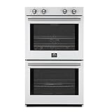 Forno Vomero 30-Inch Double Wall Oven, 10 cu.ft Total Capacity, 7100W Electric Convection with Manual Steam Clean & Mechanical Controls, Includes Both Antique Brass Stainless Steel Handles - White