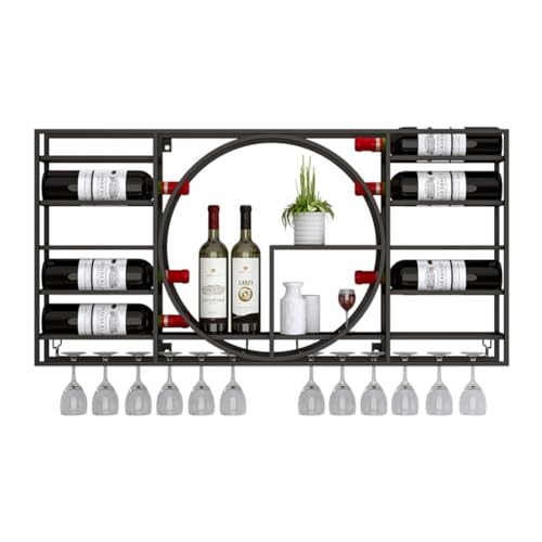 Étagère à vin murale métal bouteilles et verres support bar - 2
