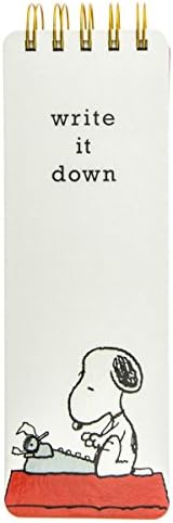 Graphique Peanuts Snoopy Typewriter Reporter Journal, Charles Schulz Design & "Write it Down" Title, Embellished Gold Foil Portable Notebook, 150 Lined Sheets w/ Matching Cover Designs, 3" x 8.75