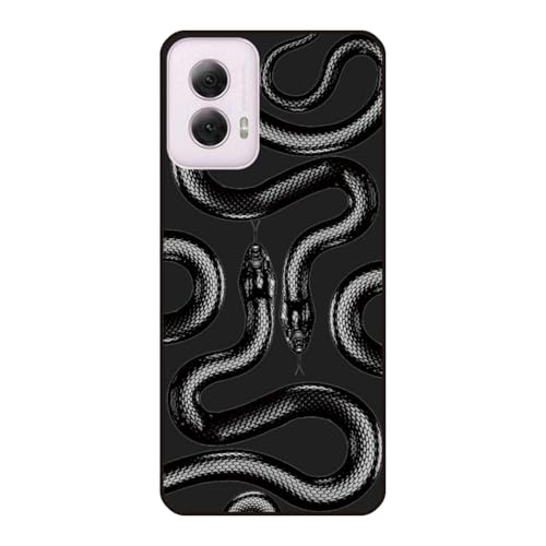 Liettamgeo Compatible for Motorola Moto G Power 5G 2024 Case, Cute Cool Snake Serpent Black Design for Women Girls Men Boys Soft TPU Shockproof Protective Girly Case Cover