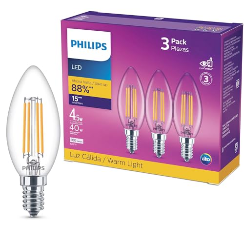 Herramientas, Home Improvement Philips LED Vela luz cálida 4.5W = 40W base E14 3pack