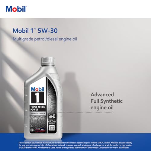 Image of Mobil 1 5W30 Fully Synthetic Engine Oil (1 L)