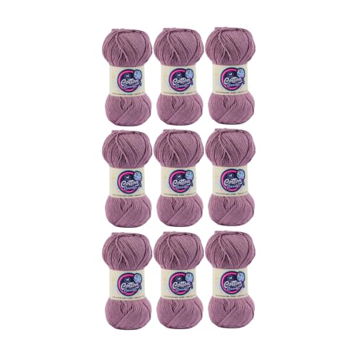 Image of NESTNHAVEN Cotton Candy 100% Cotton Yarn - (100g, 185 Meters) - Luxury Yarn for Crochet, Amigurumi, Embroidery, Toys, Garments, Flowers and Hobby, Projects. (Deep Purple) | (900 Gm)