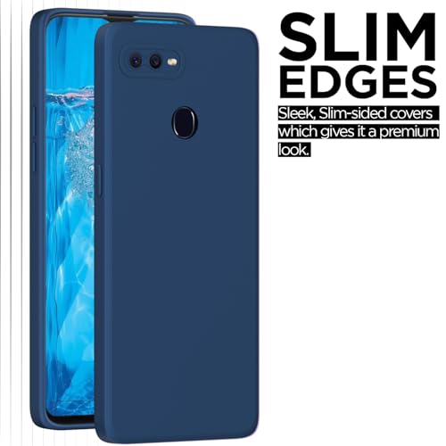Image of Outlouders Back Cover for Oppo F9 / F9 Pro / A5 / A5S | Camera Protection | Durable Soft Matte Silicone Bumper Case (Blue)