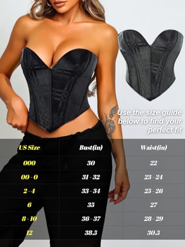 Image of ChiaoLezhee Heart Corset Top For Women, Sexy Concert Outfits Going Out, Strapless Crop Top, Overbust Bustier