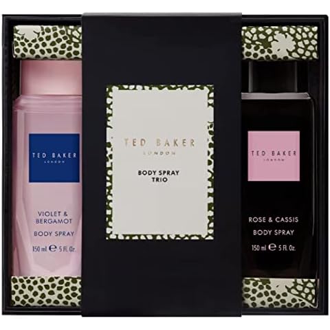 Ted Baker Body Spray Trio - 3x150ml Fragrance Gift Set for Her, Womens Stocking Fillers, Birthday Presents with Topline Thank You Card Cover