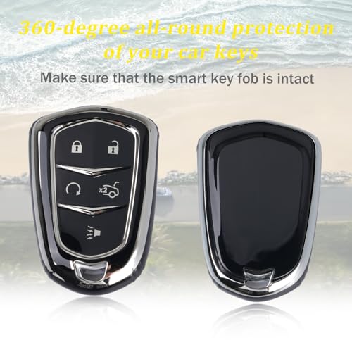 WJS Key Fob Cover, Car Key Case Shell Protector Compatible with 2014-2023 Cadillac ATS ATS-v CTS CT6 XTS XT5 XT4 XT6 SRX STS Escalade (Black) by WJS - Image 3