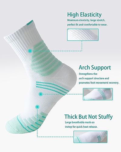 Men Compression Socks Athletic Cushioned Crew Sock Running 3 PC with Arch Support Sports Ankle Socks 9-133