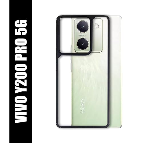 Image of AIBEX Crystal Clear Back Case Compatible with Vivo Y300 Plus 5G / Vivo Y200 Pro 5G Back Cover Case | 360 Degree Protection | Shock Proof Design | Transparent Back Cover (PC & TPU, Black Bumper)
