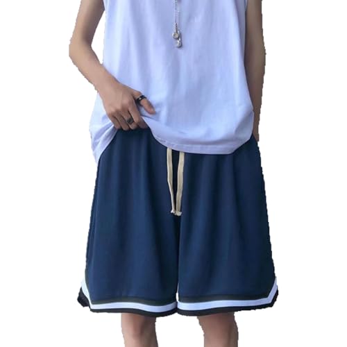 バスケットボール ショーツ バスケ パンツ メンズ ハーフ ジャージ ショートパンツ スポーツ スウェット サマー 部屋着 短パン 春 夏 (L, ネイビー)