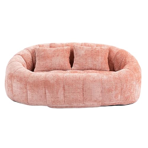BLUON HOME Lazy - Puf duradero para adultos y niños, para interior y exterior, acogedora silla de salón (felpilla rosa)