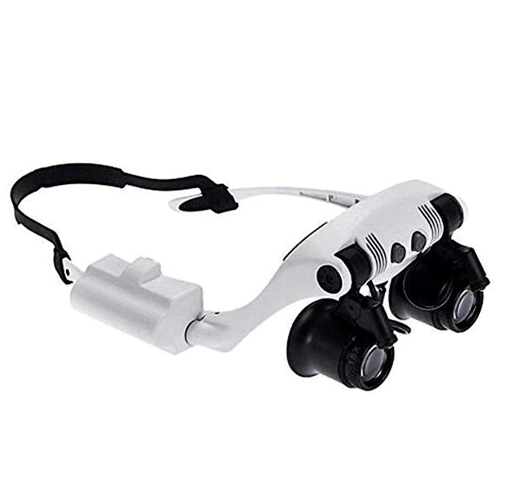 Lupen, Stirnlupe mit Licht, Lesebrille, Freisprecheinrichtung zum Befestigen am Kopf, Juwelier-/Uhrmacherlupe mit 4 austauschbaren Linsen.